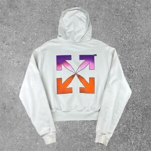 Virgil Abloh Off-White Cropped Fit Hoodie Womens Small White Gradient Logo Luxe
